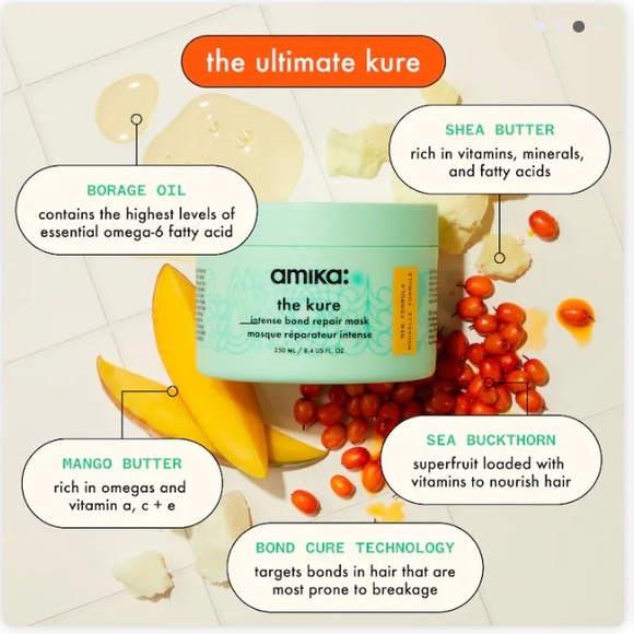 5/$25 🎆 NEW amika The Kure Intense Bond Repair Hair Mask 1.0 oz - Picture 6 of 8